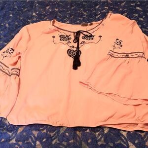 SOHO New York & Company Jeans Women's Pink Lngslv Blouse Embellished Size XL